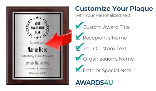 Award Plaques Personalized, Custom Engaved with Your Text, Choose Your Size
