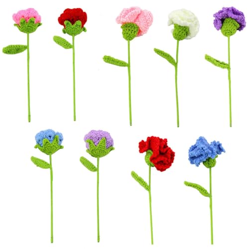 lstyty Montessori Education Crocheted Rose Flowers Carnations Woven Flower Vase and Flower Holder Language Material