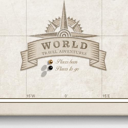 Canvas World Map with Cork Pin Board - English Lettering - Decorative Wall Decoration for All Rooms - Canvas Pictures with World Map Motif (90x60 cm, Pattern 25)