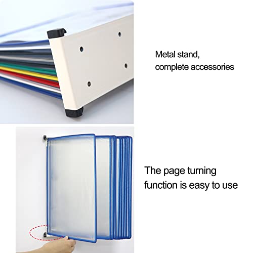 GFSGHZZ Wall Mount Reference Organizer - Catalog Display Rack, 10 Double-Sided Panels, A4 Letter-Size Wall Mounted Reference System, for Offices, Workshops, Exhibition Halls, Hotel Receptions,Green