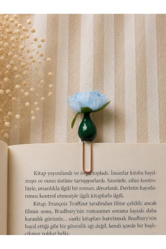Handmade Ceramic Flower Vase Bookmark Khaki Unique Miniature Design for Book Lovers Refined Gift for Readers - Khaki