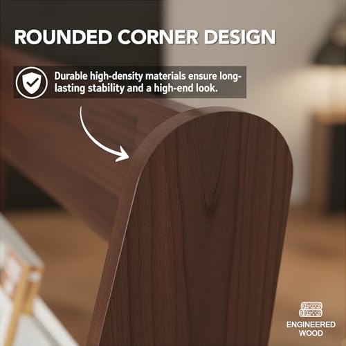 Quvex 7-Tier Magazine Rack, 44" Tall Curved Wooden Display Stand
