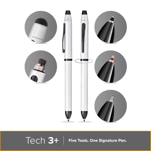 Cross Tech3+ Brushed Chrome PVD Multifunction Pen, Black Ink