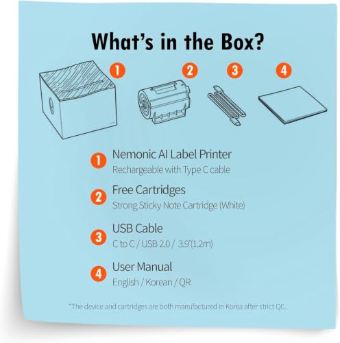 MANGOSLAB Nemonic AI Sticky Note Label Printer | Inkless Bluetooth Thermal Label Printer for Small Business | Durable Shipping Label Maker & Portable Wireless