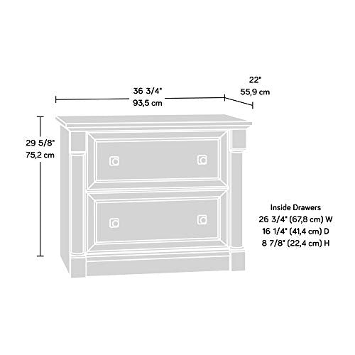 Sauder Palladia 2 Drawer File Cabinet, Lateral Filing Cabinets for Home Office, Hanging File Folders Organizer, Interlocking Drawers, in Split Oak Finish