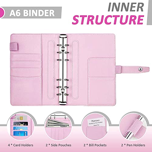 ONMYJFD 28Pcs A6 PU Binder Budget Envelopes System Planner with Budget Cash Envelopes,Budget Sheets,24Pcs Stickers and 2021 Calendar(E)