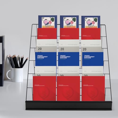 6 Tier Magazine Display Rack Metal Countertop Book Rack Stand(Black)