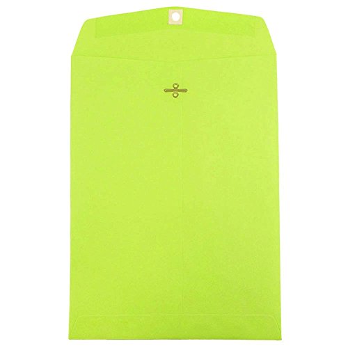 JAM PAPER 9 x 12 Colored Envelopes with Clasp Closure - Ultra Lime Green - Bulk 250/Box