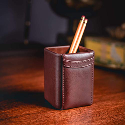 DACASSO Leather Desk Set with Side Rails - Luxury Leather Desk Pad & Desk Organization Essentials - Office Organization & Executive Desk Decor - (Brown, 3 Piece)