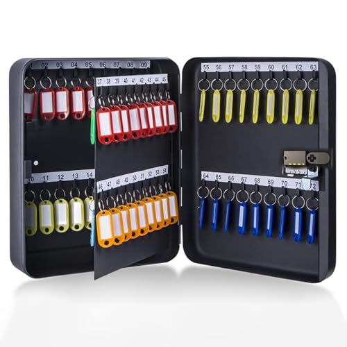 ZBWWBZZ Key Security Storage Cabinet Box, 20/28/36/48/72/105 Wall Mounted Key Organizer with Combination Lock, for Home Office, Hotel,72pcs