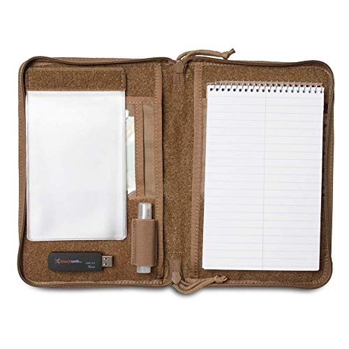 TACTICAL NOTEBOOK COVERS Military Notebook Cover System | Fits A5 Notebooks & Day Planners 5.5” x 8.5” | Zippered Case for Durable Field Use (Coyote Brown)