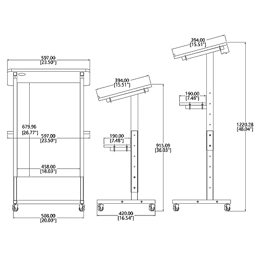 FixtureDisplays® Floor Standing Pulpit Adjustable Height Lectern Podium w/Casters, Heavy Duty Steel Frame, Rolling Podium 18147