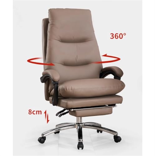 hezhuhe2258 Office Chair Home Office Chair Leisure Comfortable Padded Desk Bedroom Study High Back PU Leather Adjustable(Brown)