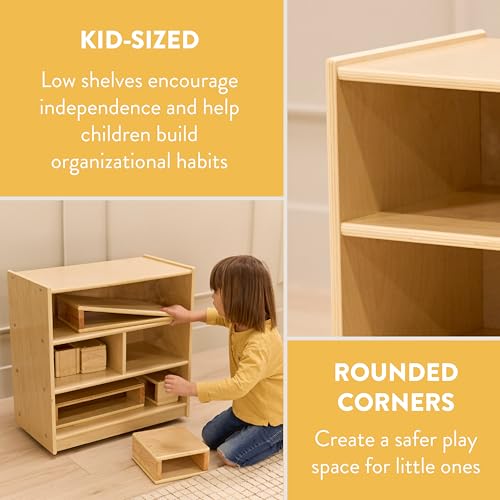 Back2School Express 4-Compartment Mobile Block Storage Cabinet, Natural