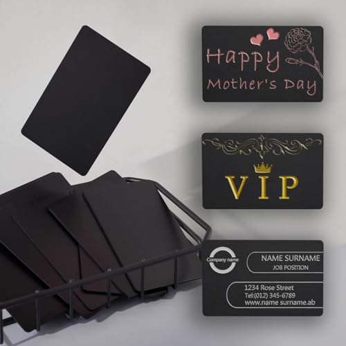 Thick Black Aluminum Metal Business Cards Anodized Aluminum 86 X 54 X 0.8mm 70 pcs