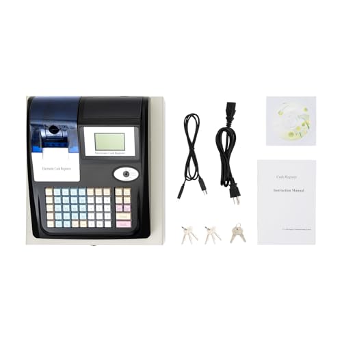 Qgnaewnoyj 48-Key Electronic Cash Register with Drawer & UV (Black)