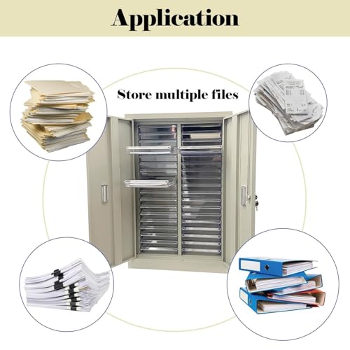 BEILOCKERY 36 Drawers File Cabinet, Paper Document Storage Vertical Filing Cabinet, Small Transparent Drawers Document Organizer with Door for Office Warehouse Garage