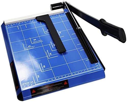 KouRy Paper Cutter A4 Stack Paper Trimmer Guillotine with Guard Rail Safety Blade Lock, Commercial Grade Guillotine Paper Slicer Cutter for Office Home School (Blue)