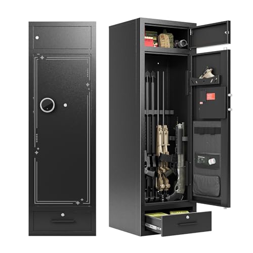 Zevemomo 10-12 Gun Cabinet, Gun Safe for Rifles and Pistols with Drawer