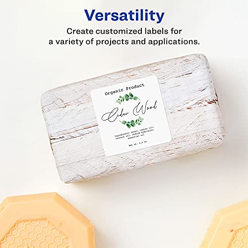 Avery® Matte White Square Labels, Sure Feed® Technology, 2.5" x 2.5", 2,250 Matte White Printable Labels