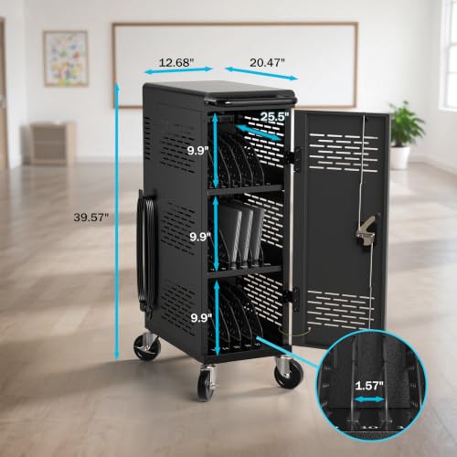 POCHAR Fully Assembled 18-Device Charging Cart for Chromebook up to 14''