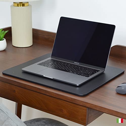 Luxury Italian Leather Desk Pad - Maruse Handmade Black Desk Mat, Ultimate Office Desk Protector & Writing Blotter, Premium Leather Accessories for Computer and Conference