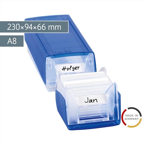 Brunnen Twinboxx Styrolux Card File Box A8 for 600 Cards Mittelblau