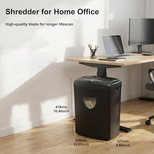 Woolsche 12-Sheet Cross Cut Paper Shredder with Large 5.55-Gallon Basket - P-4 Security, 3-Mode Shred for Cards/CDs/Staples/Clips - Jam Proof System for Office (ETL Certified)