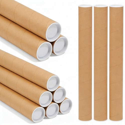 Anscher 2x24 Inch Kraft Paper Mailing Tubes with End Caps
