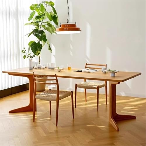 YUHUAWF Writing Desk Modern Ash Study Writing Desk Farmhouse Solid Wood Dining Table, Simple Rectangle PC for Home Office Computer Desks(S)
