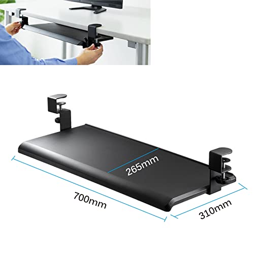GAZOGJ Keyboard Tray Under Desk Clamp-On Keyboard Drawer Platforms - Push-Pull Keyboard Tray Sliding Under Desk - Ergonomic for Home Office,Easy to Install Desk Extender,Adjusta,