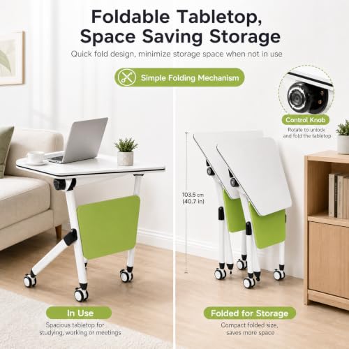 Beaccoss 2-Pack Trapezoid Folding Conference Room Table 31.5”