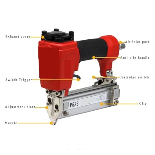Pneumatic nail gun, Air Stapler Pneumatic Upholstery Stapler Staple Gun Air Nailer Gun 12-25mm Woodworking Pneumatic Air Power Tool for Floor, Truss, and Roof