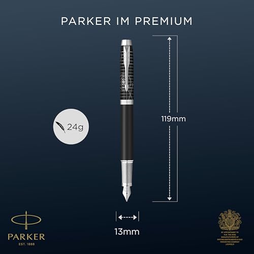 Parker IM Premium Fountain Pen | Legacy of Flight Collection | Chrome Trim | Fine Nib with Blue Ink Refill | Gift Box