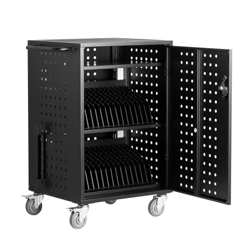 VEVOR Charging Cart, 32-Bay Mobile Charging Station, Max 15.6" Screen Size