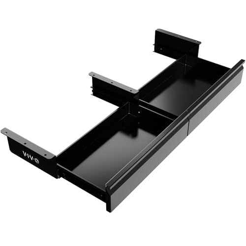 VIVO Black 32 x 9 inch Under Desk Slide Out Drawer Set, DESK-AC03A-2B