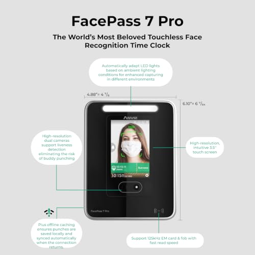 ANVIZ FacePass 7 Pro Cloud-Based Face Time Clock for Business
