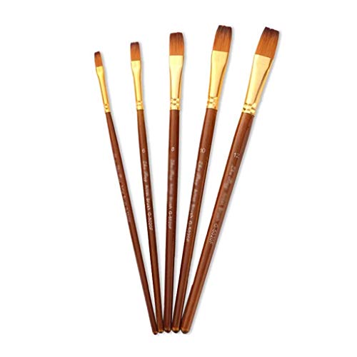 UOHLCX HBJWOV 5 Pcs Pointed Flat Oblique Top Drawing Brush Acrylic Watercolor Oil Painting Pen(04)