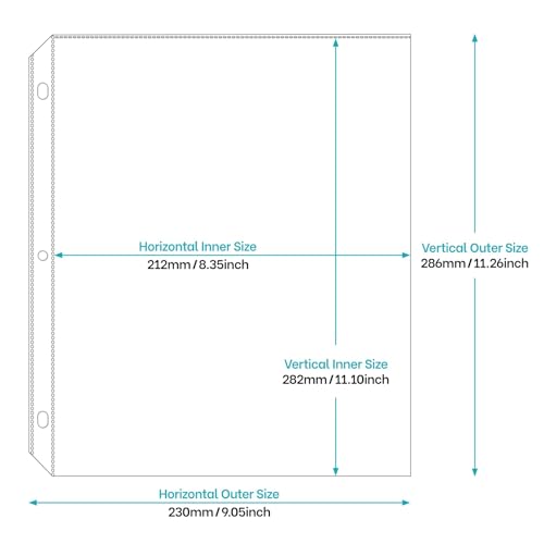 Heavyweight 3-Hole Letter Size Sheet Protectors - High Transparency Plastic Heavy Duty Sleeves for 3 Ring Binders, Archival Safe, Durable Page Protectors for Documents, 8.5x11 Inch (800 Pack)