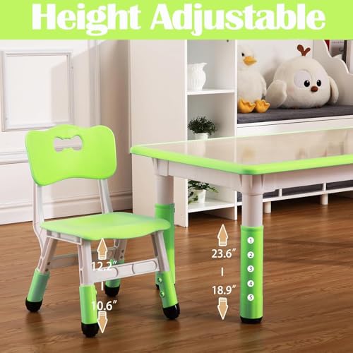 GlowSol Kids Table and 6 Chair Set - Height Adjustable Multifunctional Desk, Ergonomic Chairs, Max 300lbs, Suitable for Ages 2-10, Home, Classroom, Daycares