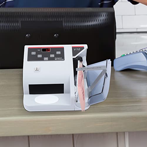 Pattosaey Portable Money Counter Machine UV/MG/WM Counterfeit Detection, LED Display 600pcs/min Bill Counter Multi Currency, Handy Currency Counting Quantity of Bills for Business