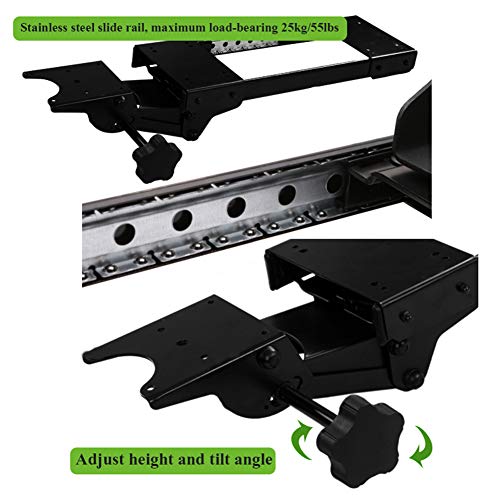 ACXZ Ergonomic Adjustable Keyboard Tray, 360°Swivel/Tilt Angle Keyboard and Mouse Drawer Platform, with Wrist Pad, Desk Extension, Walnut Color (52×25cm, 65×25cm, 75×25cm)