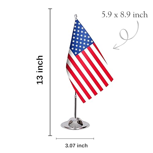 25-Pack USA Desk Flags - 6x9 Satin, Chrome Pole & Base, Office