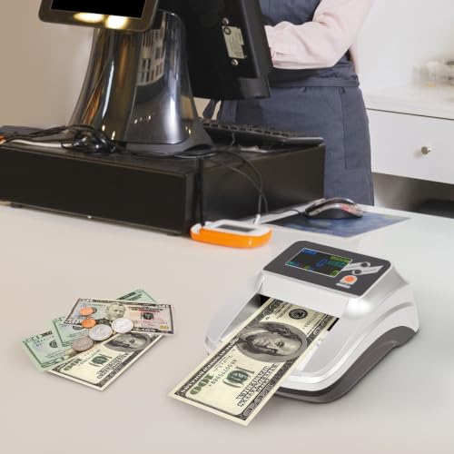Money Counter Machine for Usd, Dollar Bill Detector with 5 Anti-Counterfeit Detection (UV/Ir/Mg/RGB/Size), LCD Display, 2 Seconds Fast Counting – Compact 6.3"X5.7"X2.7" – 110v Plug