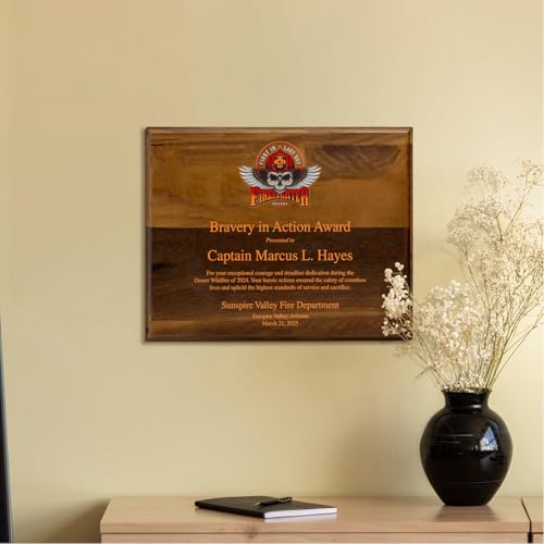 Customizable Walnut Plaque- Includes your Color Photo or Logo and Text - Great for Employee Recognition, Sports Awards and Lifetime Achievements (12 x 15")