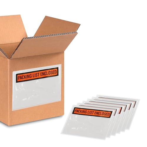 PSBM 1000 PCS 4.5 x 5.5 Inch Orange Panel Face Packing List Enclosed Envelopes, Invoice Packing Slips Pouch for Mailing Labels, Invoices, Documents and Slips