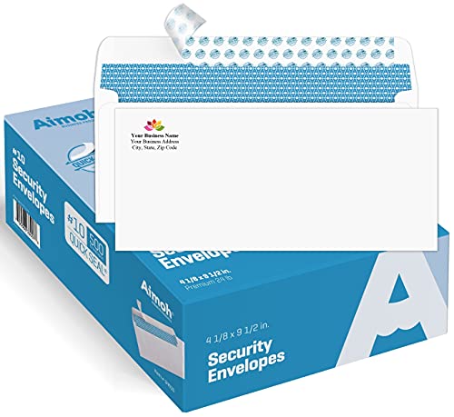 Aimoh #10 Personalized Custom Envelopes with Logo, Security Self-Seal 500ct