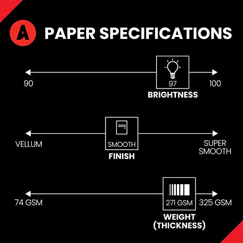 Accent Opaque 11" x 17" white cardstock paper, 100lb, 271gsm – 800 sheets (4 reams) – Premium smooth heavy cardstock, printer paper for invitations, menus, business cards – 188093C
