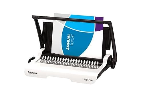 Fellowes Star+ 21-Hole 150 Sheet Manual Paper Punch Comb Binder Machine for Personal Use - White/Grey