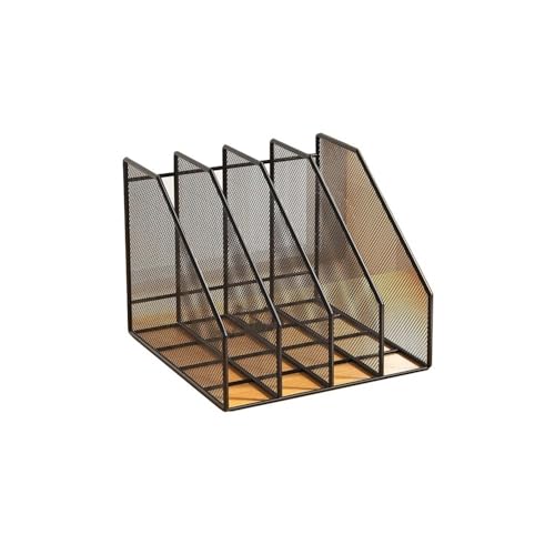File Rack Metal File Rack Office Desk Shelf Standing Desktop Folder Box Storage Letter Trays(Black)